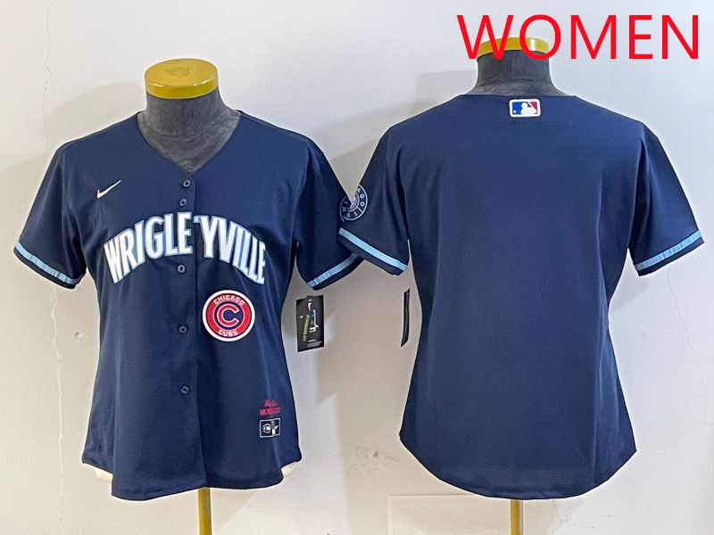 Women Chicago Cubs Blank Blue City Edition Game 2025 Nike MLB Jersey style 1->women mlb jersey->Women Jersey